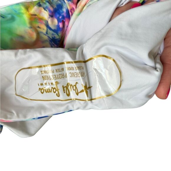 Luli Fama Neon Tie Dye Celestial Dreams Tie Front High Leg One Piece Swimsuit - Picture 10 of 16